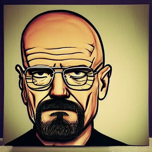 Image similar to a graffiti style piture of walter white.