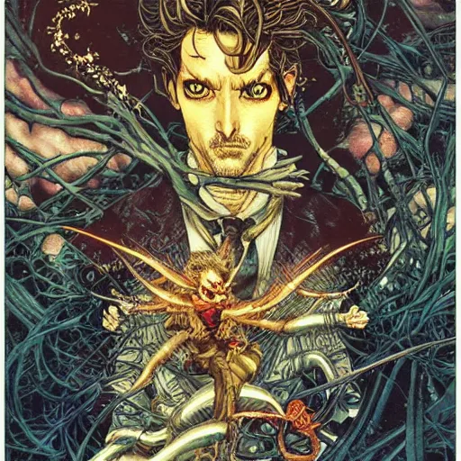 Prompt: mad scientist, by yoichi hatakenaka, masamune shirow, josan gonzales and dan mumford, ayami kojima, takato yamamoto, barclay shaw, karol bak