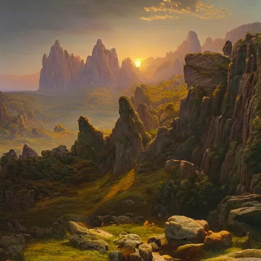 Prompt: a beautiful and highly detailed matte painting of a colorful yet humble english fort built of large stones in the distance high in the most epic mountains ever, intricate details, epic scale, insanely complex, 8 k, sharp focus, hyperrealism, very realistic, by caspar friedrich, greg rutowski, james gurney, hudson river school