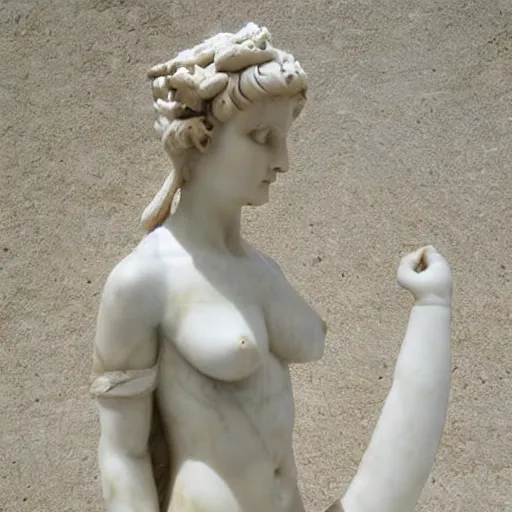 Prompt: greek goddess marble statue