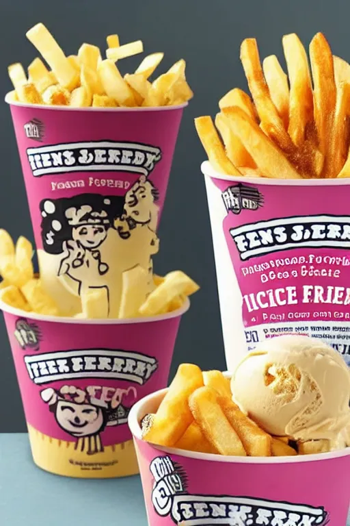 Image similar to french fries flavoured ben and jerry's ice cream, ice cream with pieces of french fries