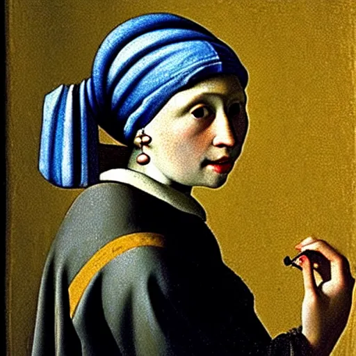 Image similar to girl with a pear earring by vermeer