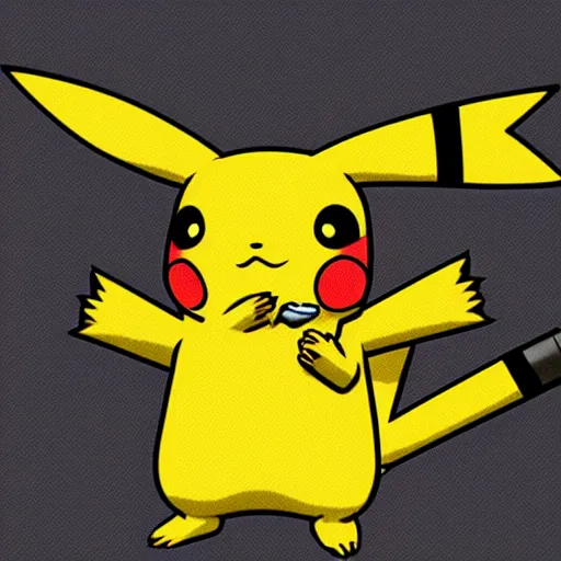 Image similar to pikachu smokes to the mouth snickers high detail picture