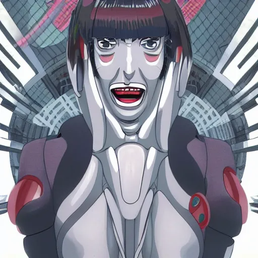 Image similar to laughing man, ghost in the shell, anime, by katsushika