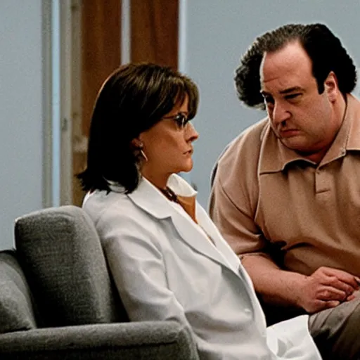 Image similar to dr. melfi and tony soprano in therapy