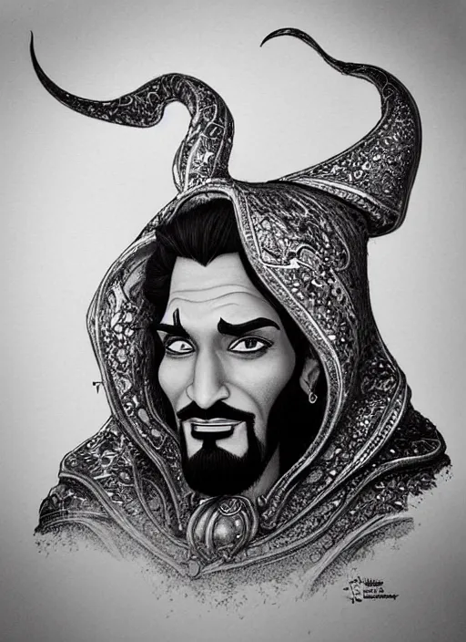 Image similar to highly detailed portrait of disney's jafar, magnificent, photographic realistic background, by james gilleard, by joe fenton, by kaethe butcher, trending on instagram, award winning details