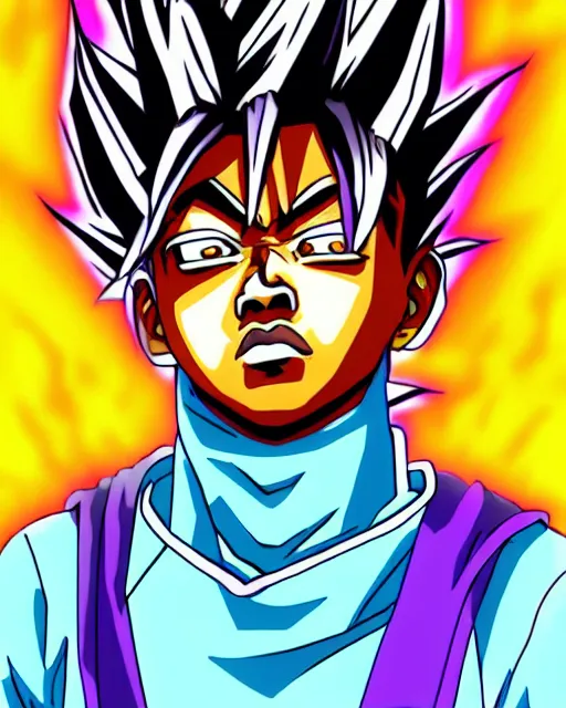 Image similar to juice wrld rockstar rapper in the style of a black african dragon ball z digital painting anime art