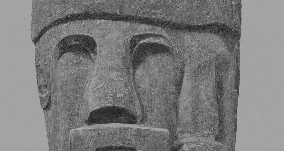 Prompt: architectural drawings of a moai head, photorealistic