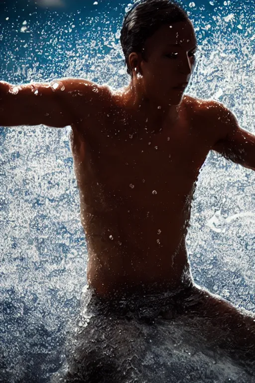 Image similar to water human dancing, cinematic lighting, extremely detailed, photorealistic