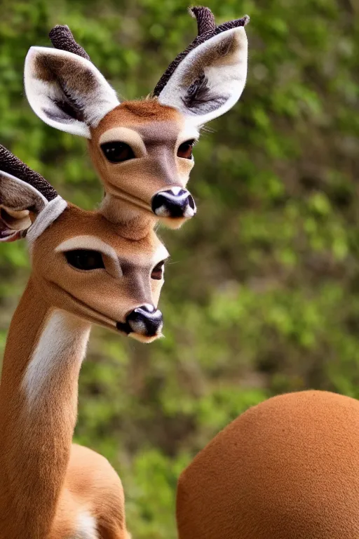 Image similar to an anthropomorphic deer gerenuk hybrid, fursuit, cosplay, 4 k photography, 2 0 2 2