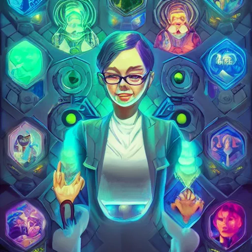 Image similar to skill magic geek inside matrix deepdream radiating a glowing aura stuff loot legends stylized digital illustration video game icon artstation lois van baarle, ilya kuvshinov, rossdraws,