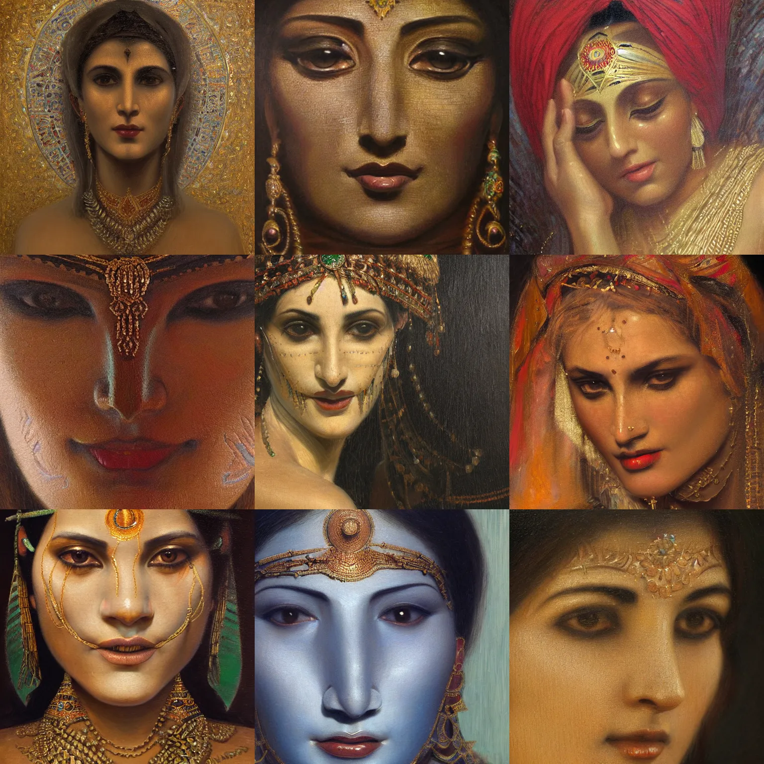 Prompt: orientalism female djinni face detail by edwin longsden long and theodore ralli and nasreddine dinet and adam styka, masterful intricate artwork. oil on canvas, excellent lighting, high detail 8 k