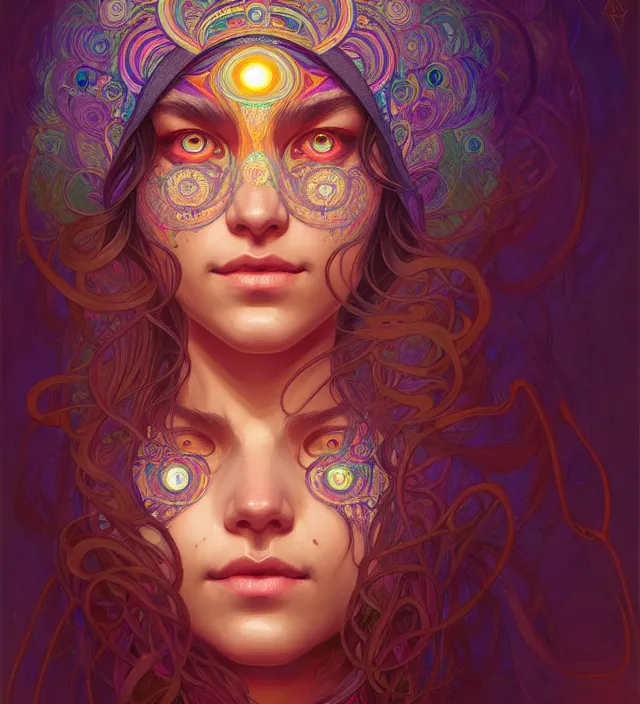 Prompt: symmetry!! portrait of hippie girl smiling, glowing eyes!! psychedelic, intricate, elegant, highly detailed, digital painting, artstation, concept art, smooth, sharp focus, illustration, art by artgerm and greg rutkowski and alphonse mucha, 8 k