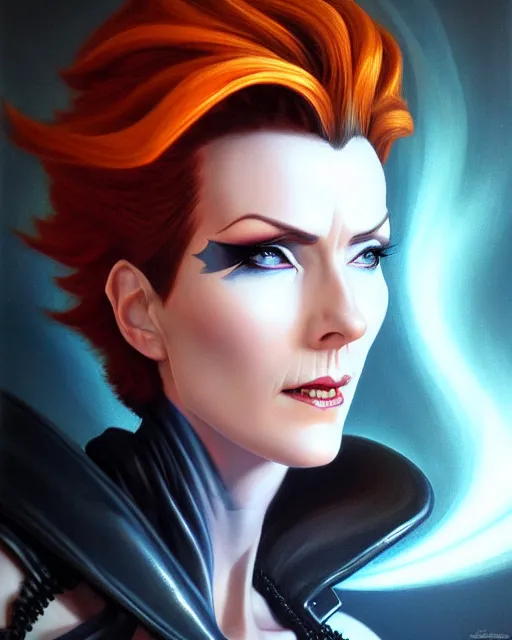 Prompt: moira from overwatch, character portrait, portrait, close up, highly detailed, intricate detail, amazing detail, sharp focus, vintage fantasy art, vintage sci - fi art, radiant light, caustics, by boris vallejo