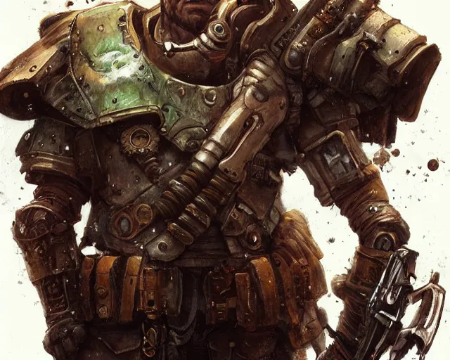 Image similar to portrait of a steampunk doomguy slaying demons, fantasy, hd shot, digital portrait, beautiful, artstation, comic style, by artgerm, guy denning, jakub rozalski, magali villeneuve and charlie bowater