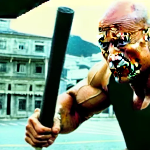 Image similar to film still of dwayne johnson as ip man, pose wing chun style