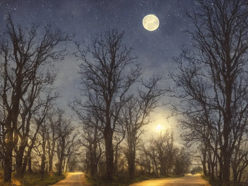 Image similar to moonlit medieval road