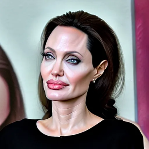 Prompt: oil painting of angelina jolie holding a press conference to announce herself as the director and star of the new batman movie. hollywood, 2 0 0 4.