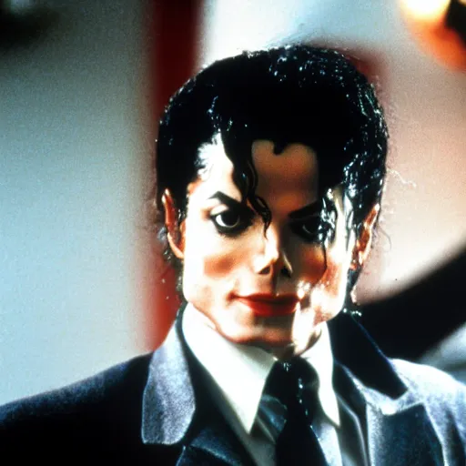 Image similar to michael jackson as the american psycho, cinematic still