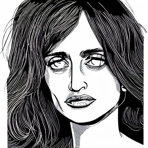 Prompt: “ penelope cruz retro minimalist portrait by jean giraud, moebius starwatcher comic, 8 k ”