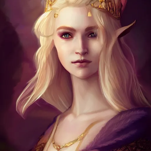 Image similar to a d & d character portrait of a beautiful noble elf princess with blonde hair, regal jewellry by charlie bowater