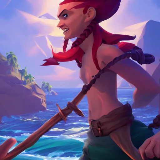 Image similar to jack the pirate mermaid on sea of thieves game avatar hero, behance hd by jesper ejsing, by rhads, makoto shinkai and lois van baarle, ilya kuvshinov, rossdraws global illumination