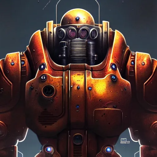 Image similar to perfectly - centered!! looking at the camera!!! low - angle!! portrait of fallout brotherhood in power armor intricate abstract upper body intricate artwork, by tooth wu, wlop, beeple, dan mumford. concept art, octane render, deviantart, greg rutkowski, cinematic arthouse, key art, hyper realism, iridescent accents