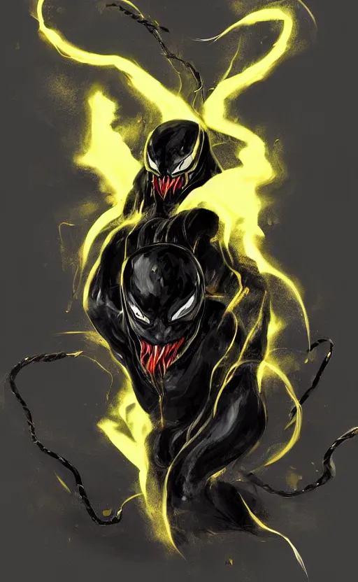 Image similar to venom as pikachu, dynamic lighting, photorealistic dark fantasy concept art, trending on art station, stunning visuals, creative, cinematic, ultra detailed