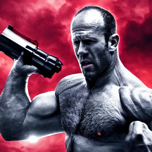 Prompt: if jason Statham was the hulk screaming, enormous muscles, shirtless, cinematic, color picture, epic, cool, photo realistic, 4k, high detail