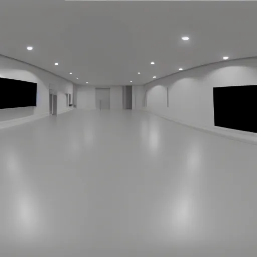 Image similar to inside an empty large white room, well lit, 3 d perspective, virtual reality