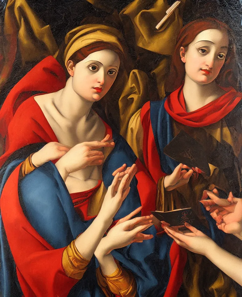 Prompt: oil painting renaissance fortune teller with tarot cards in the style of Guido Reni