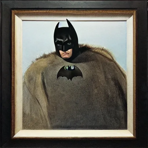 Image similar to Andrew Wyeth artwork, Batman in the city