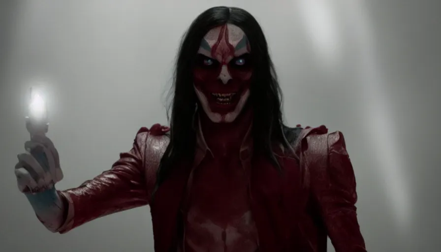 Image similar to Morbius played by Jared Leto, cinematic lighting, cinematography, film still