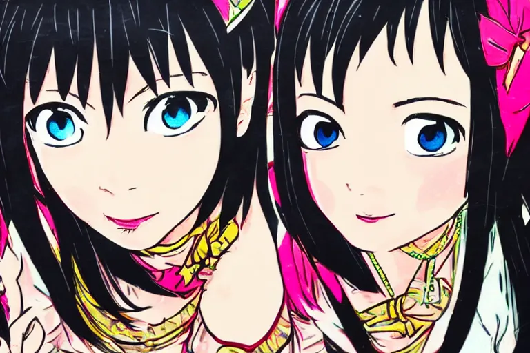 Image similar to woodcut of Nico Yazawa from love live, highly detailed