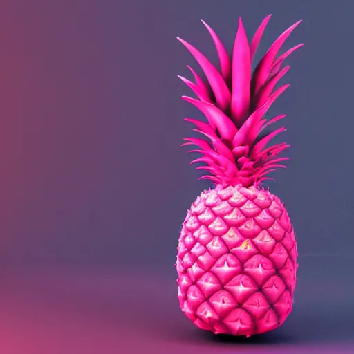 Image similar to 3 d render of a hovering pink pineapple against a pink backdrop with slight sadow underneath ophotorealistic, 4 k, cgsociety, blender, unreal engine 5, sharp details, 3 0 0 dpi