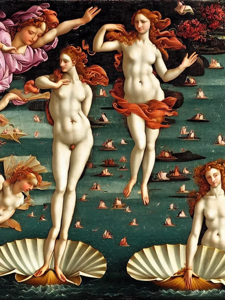 Image similar to the birth of venus, renaissance, highly detailed
