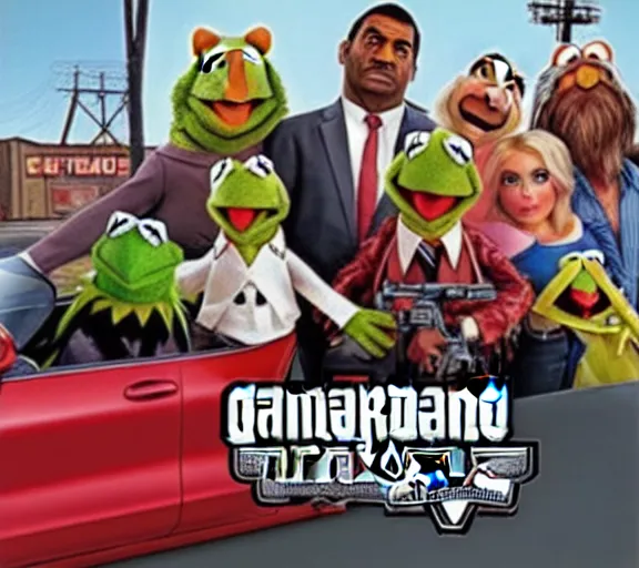 Image similar to the muppets in grand theft auto