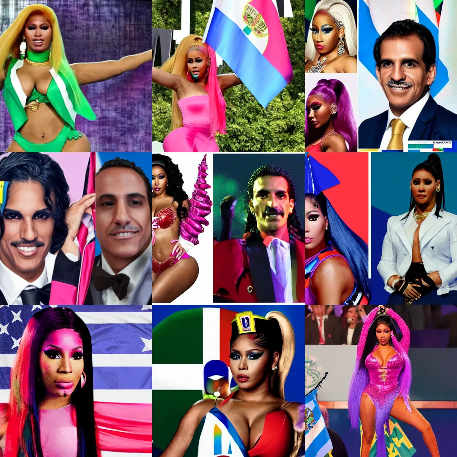 Prompt: Alberto Fernandez presidente but it is Nicki Minaj, Argentine flag behind