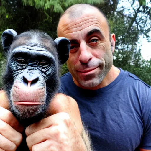 Image similar to joe rogan with a chimp