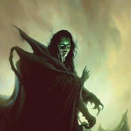 Image similar to head and shoulders portrait of a ghostly, shadowy, spectral wraith, d & d, fantasy, greg rutkowski, frank frazetta, alexandre chaudret, boris vallejo, michael whelan, miro petrov, hr giger, magali villeneuve, donato giancola