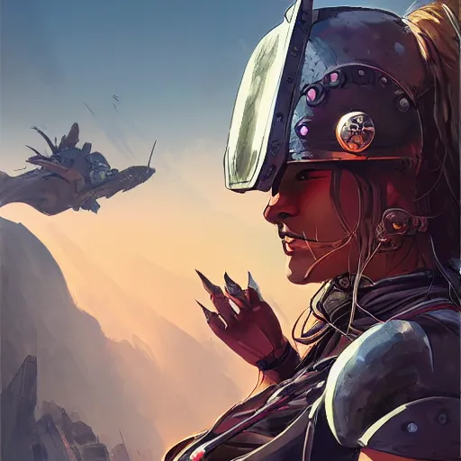 Image similar to cyberpunk viking helmet mask warrior goddess robot ninja fantasy, art gta 5 cover, official fanart behance hd artstation by jesper ejsing, by rhads, makoto shinkai and lois van baarle, ilya kuvshinov, ossdraws