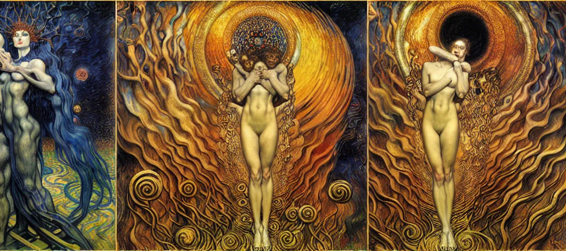 Image similar to Divine Chaos Engine by Karol Bak, Jean Delville, William Blake, Gustav Klimt, and Vincent Van Gogh, symbolist, visionary