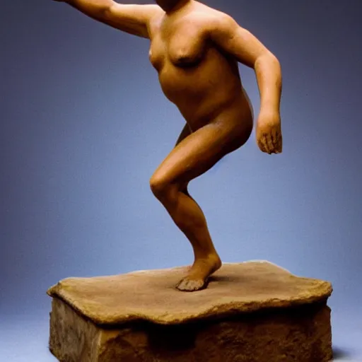 Image similar to an ancient statuette of a dancing danny devito, beautiful, priceless, studio photography