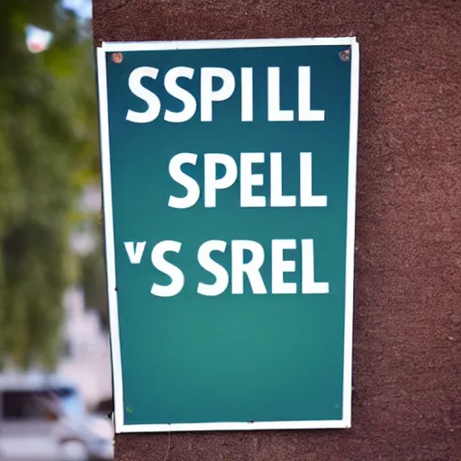 Image similar to a sign saying spell check