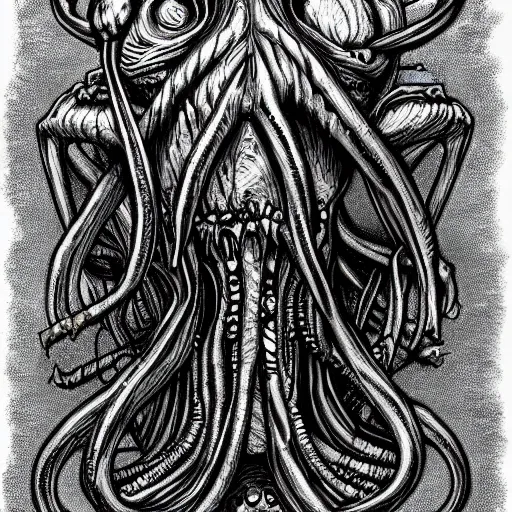 Prompt: Cthulhu in the style of HR Giger, highly detailed