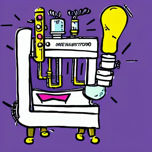 Image similar to illustration of a mad scientists machine, cartoony