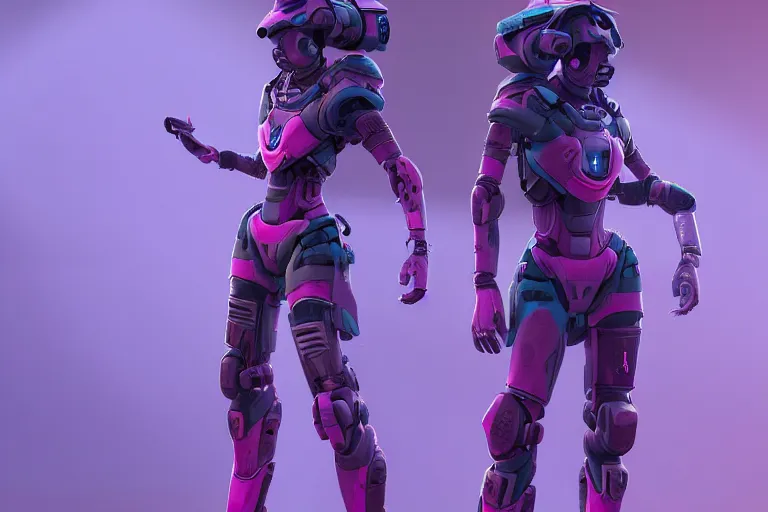 Prompt: a beautiful woman, piloting a mech. Pink and blue color scheme. Scifi city street background. In the style of Arcane by fortiche. Marmoset Toolbag, zbrush, substance painter.