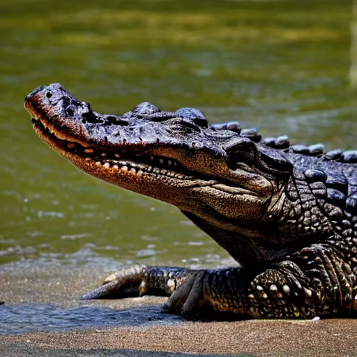 Image similar to photo of a crocodile as a human