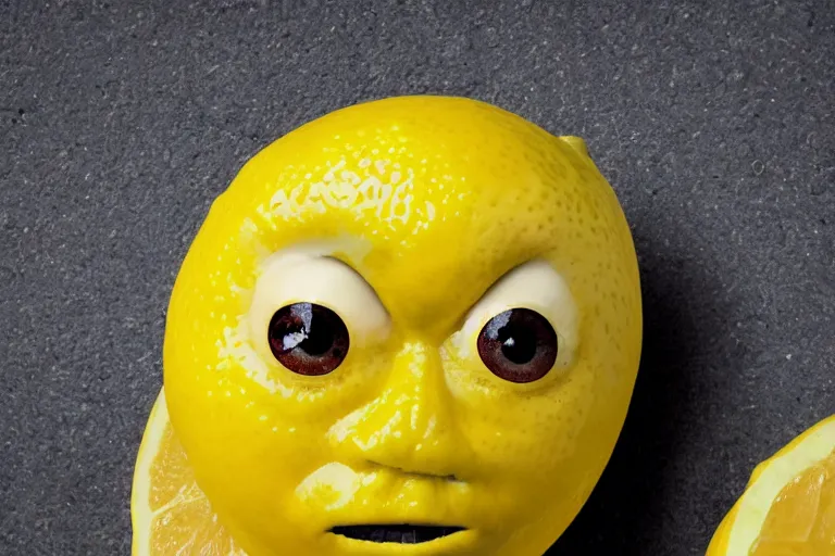 Image similar to a photo of a humanoid lemon with lemonade eyes and a lemon body in a superhero costume, photorealistic, hd, 8 k