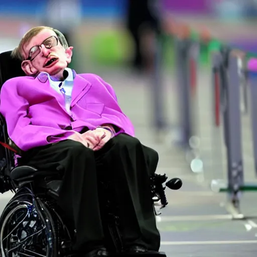 Prompt: stephen hawking competing in the hurdles in the olympics